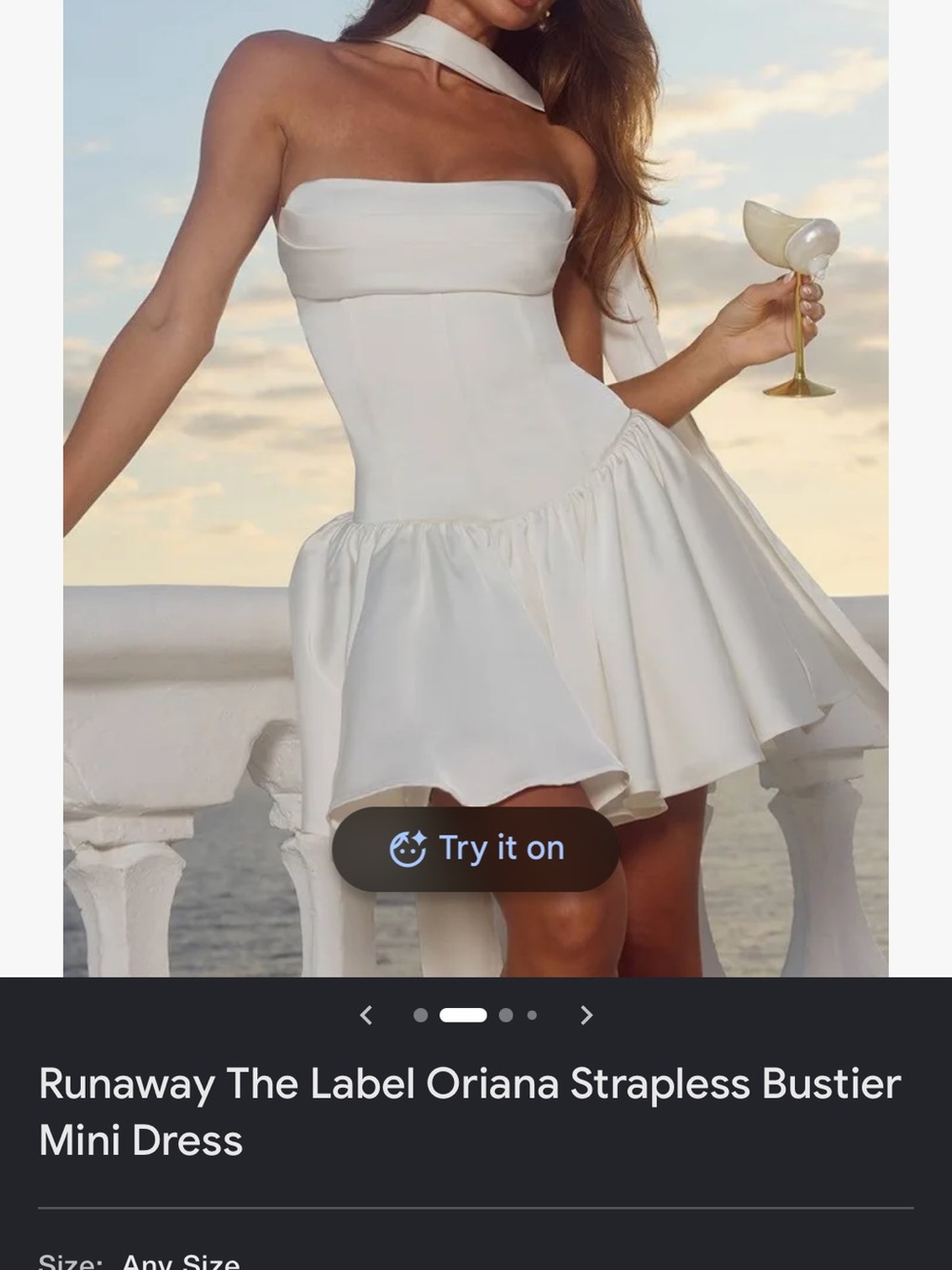Runaway The Label Oriana Strapless Bustier Mini Dress in White